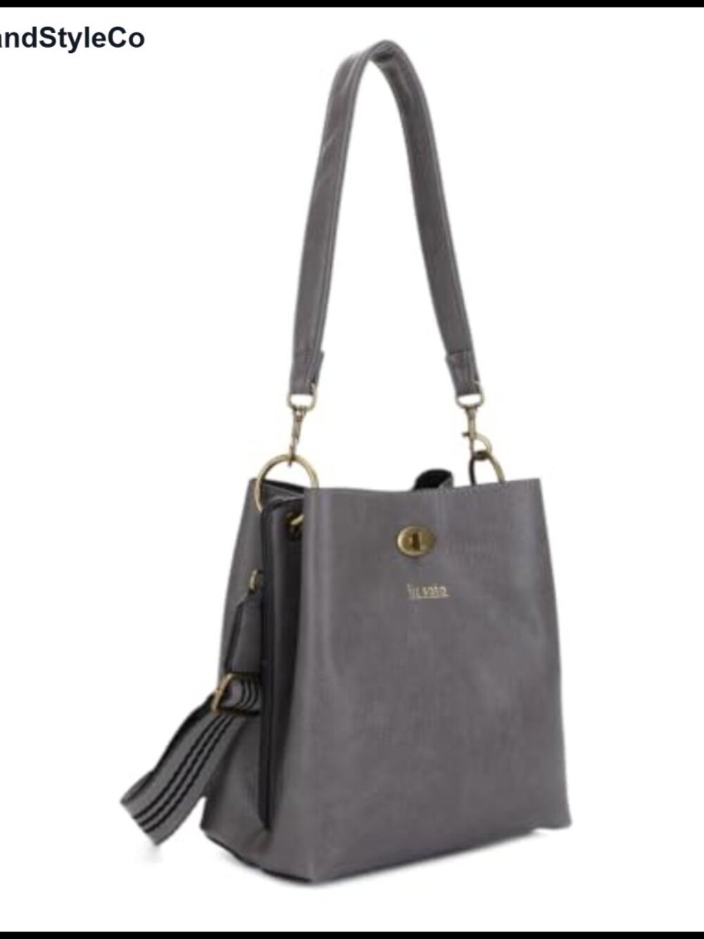 Vegan Leather Bucket Bag Crossbody with Interchangeable Handles